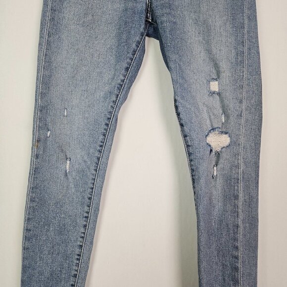 Levi's Wedgie Skinny Button Fly Raw Hem Distressed Jean Blue Spice 25 - Picture 3 of 14